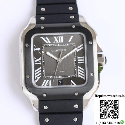Cartier Santos Wssa0037 Gf Factory V2 Black Rubber Strap-Rep Time Watches