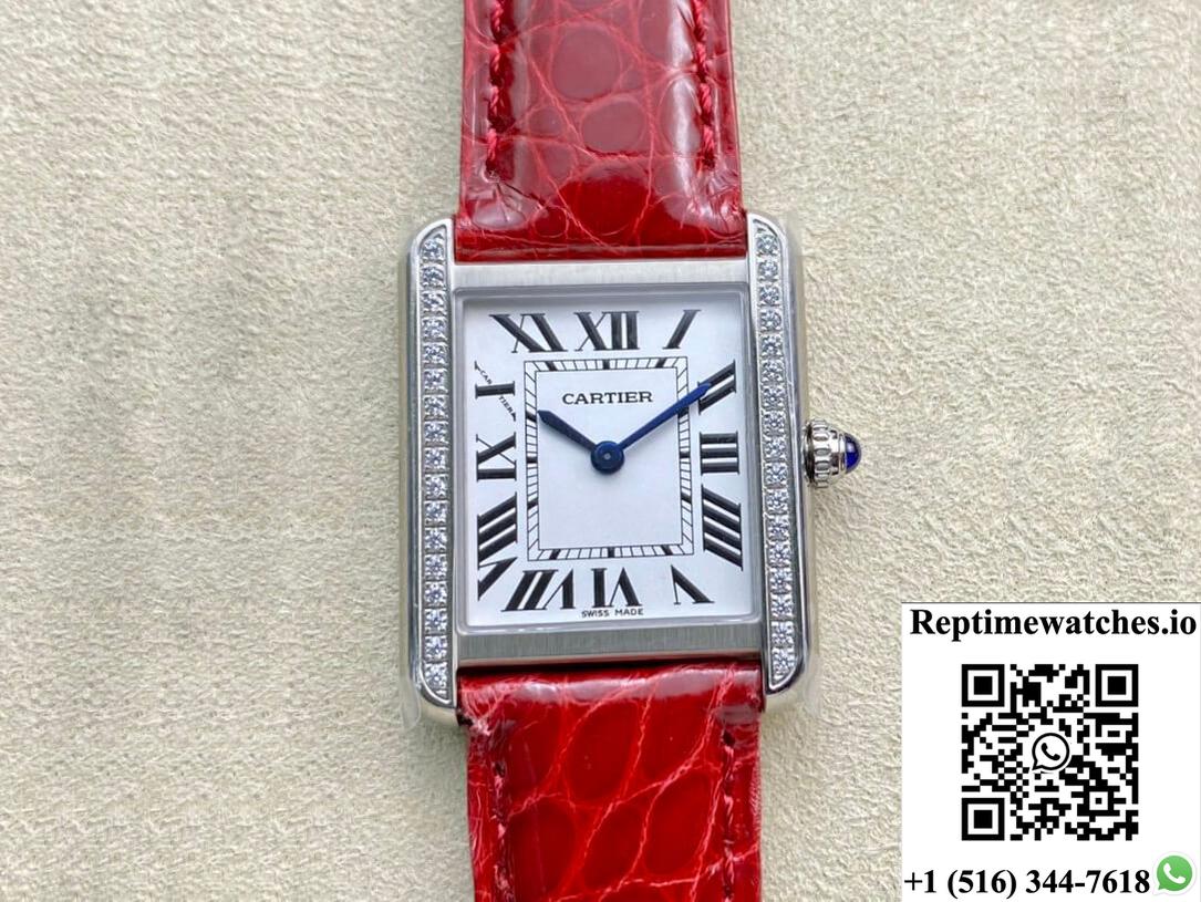 Cartier Tank 27Mm K11 Factory V2 Red Strap-Rep Time Watches