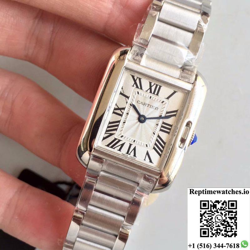 Cartier Tank Anglaise Ladies W5310022 Silver Dial-Rep Time Watches