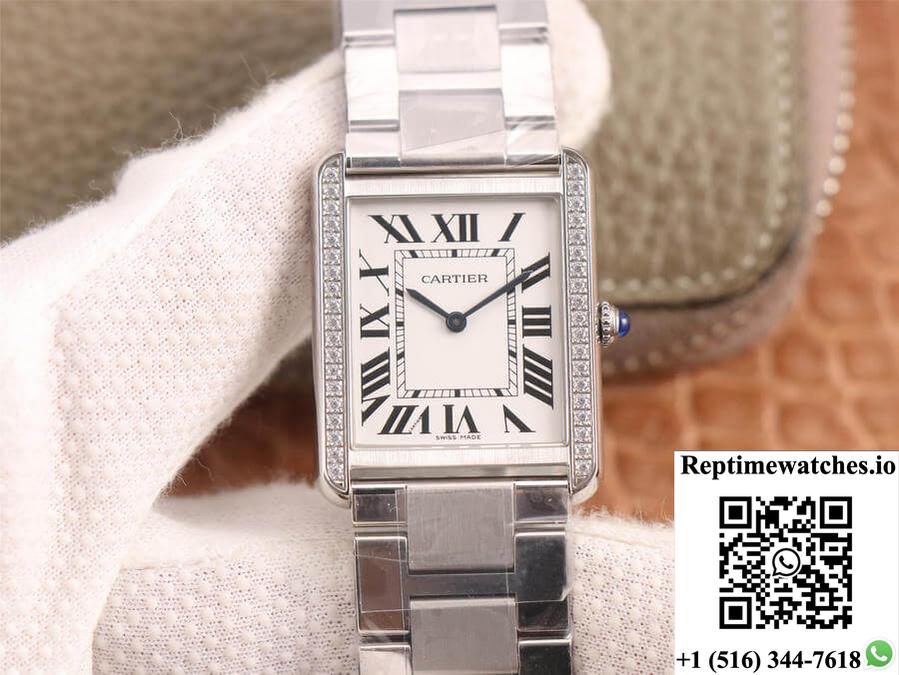 Cartier Tank K11 Factory Diamond White Dial-Rep Time Watches