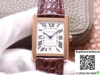 Cartier Tank W5200026 V9 Factory Rose Gold White Dial-Rep Time Watches