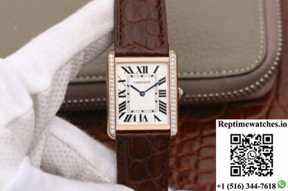 Cartier Tank Wt200005 K11 Factory Rose Gold Diamonds-Rep Time Watches