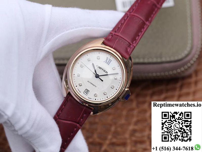 Cle De Cartier Automatic 35Mm Wjcl0032 18K Rose Gold Silver-Gray Dial-Rep Time Watches