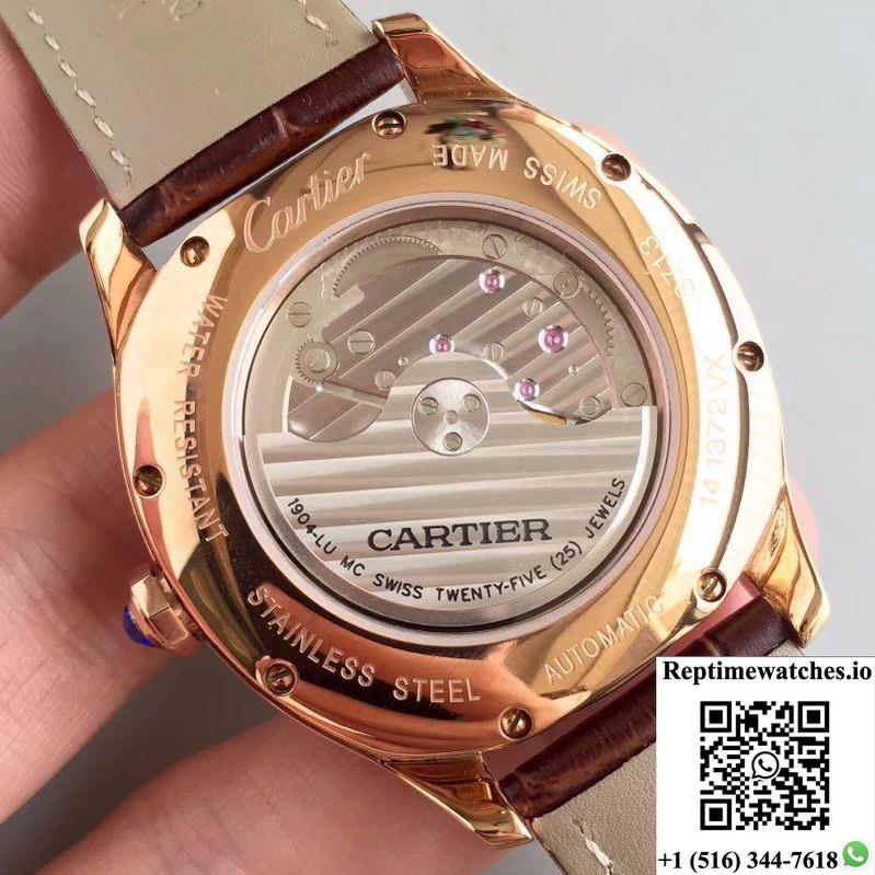 Drive De Cartier Moonphase Wgnm0008 Rose Gold Silver Dial-Rep Time Watches