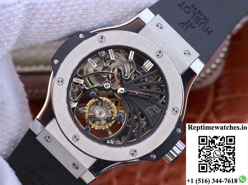 Hublot Big Bang Hollow Tourbillon Stainless Steel Case Skeleton Dial-Rep Time Watches