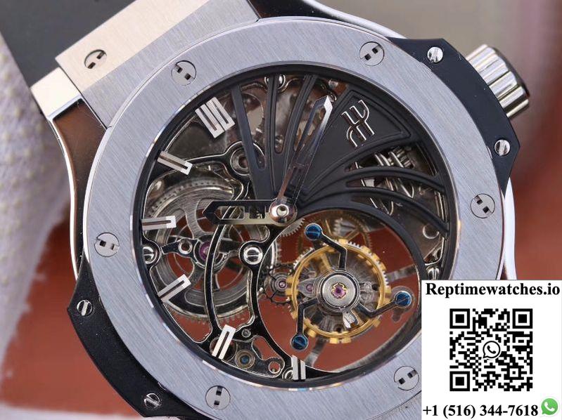 Hublot Big Bang Hollow Tourbillon Stainless Steel Case Skeleton Dial-Rep Time Watches