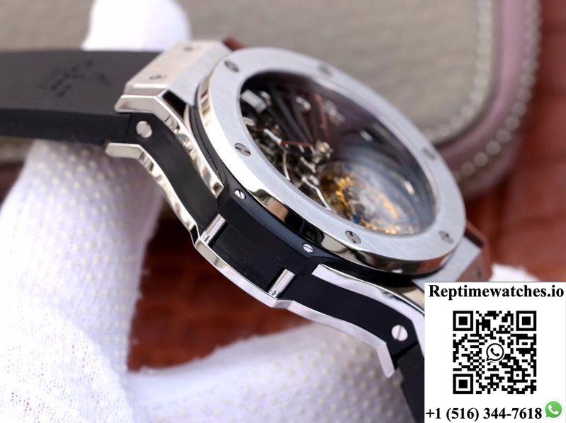 Hublot Big Bang Hollow Tourbillon Stainless Steel Case Skeleton Dial-Rep Time Watches
