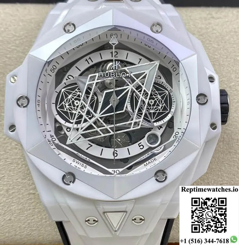 Hublot Big Bang Sang Bleu Ii 418.Hx.2001.Rx.Mxm21 Bb Factory White Ceramics-Rep Time Watches