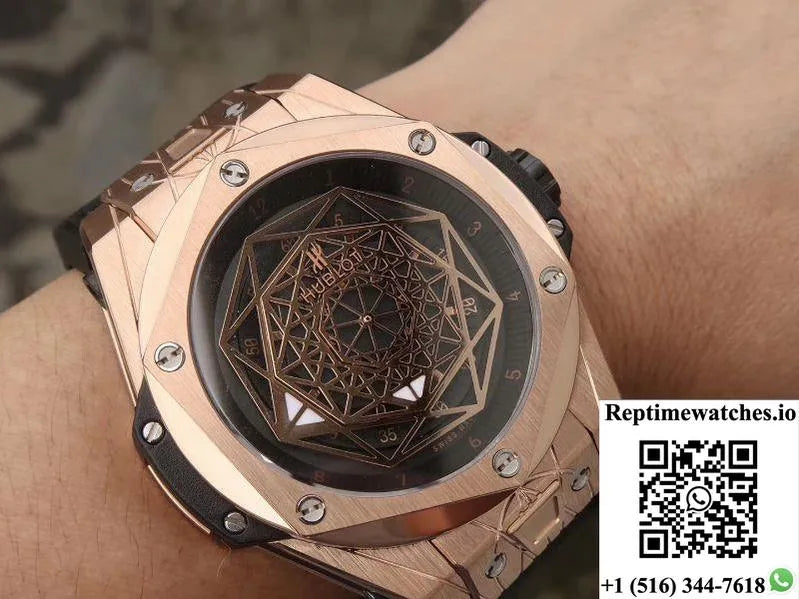 Hublot Big Bang Sang Bleu King Gold 415.Ox.1118.Vr.Mxm17 Tmf Factory Black Dial-Rep Time Watches