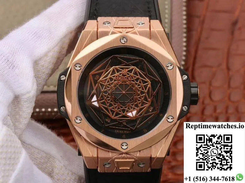 Hublot Big Bang Sang Bleu King Gold 415.Ox.1118.Vr.Mxm17 Tmf Factory Black Dial-Rep Time Watches