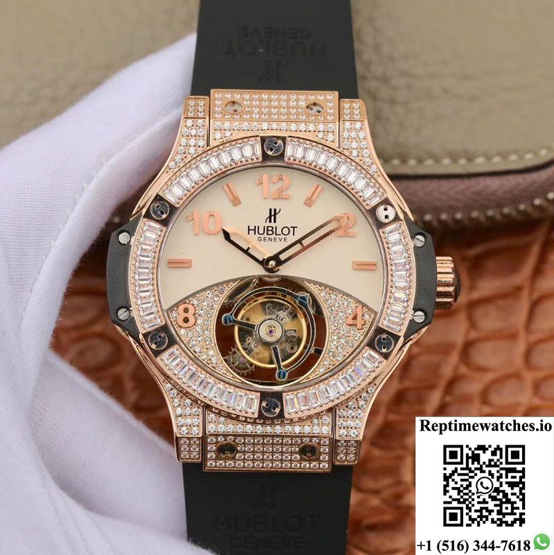 Hublot Classic Fusion Rose Gold Tourbillon White Enamel Dial-Rep Time Watches