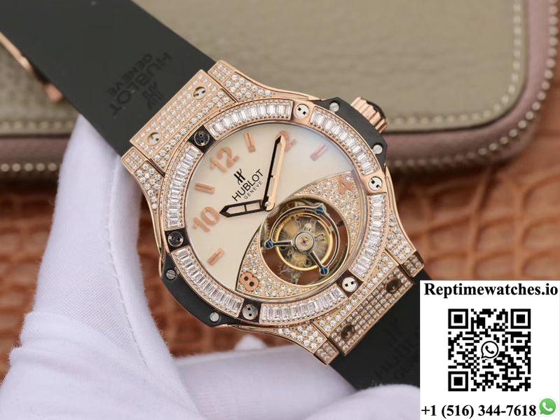 Hublot Classic Fusion Rose Gold Tourbillon White Enamel Dial-Rep Time Watches