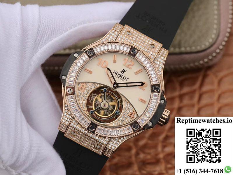 Hublot Classic Fusion Rose Gold Tourbillon White Enamel Dial-Rep Time Watches
