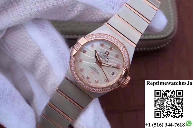 Omega Constellation Double Eagle Lady Pink Mother-Of-Pearl Dial 27Mm 3S Factory-Rep Time Watches