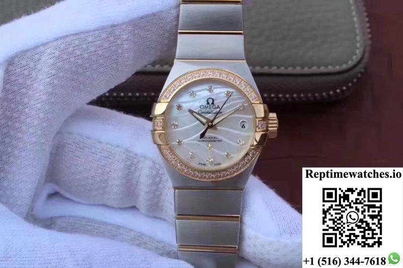 Omega Constellation Double Eagle Lady White Mother-Of-Pearl Dial 27Mm 3S Factory-Rep Time Watches