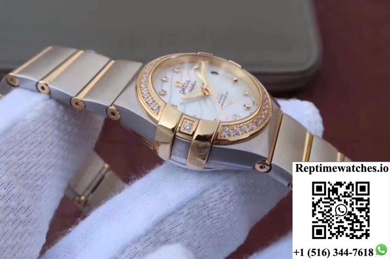 Omega Constellation Double Eagle Lady White Mother-Of-Pearl Dial 27Mm 3S Factory-Rep Time Watches