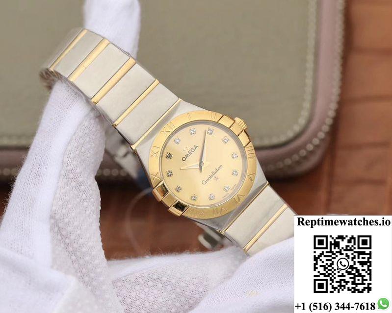 Omega Constellation Ladies 27Mm Tw Factory Gold Dial-Rep Time Watches