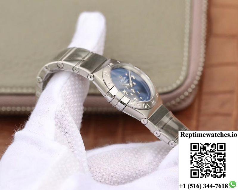 Omega Constellation Quartz Ladies 27Mm Tw Factory Blue Dial-Rep Time Watches