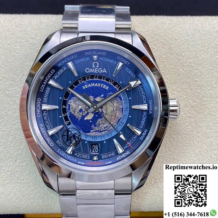Omega Seamaster Aqua Terra Gmt Worldtimer 220.10.43.22.03.001 Vs Factory Blue Dial-Rep Time Watches