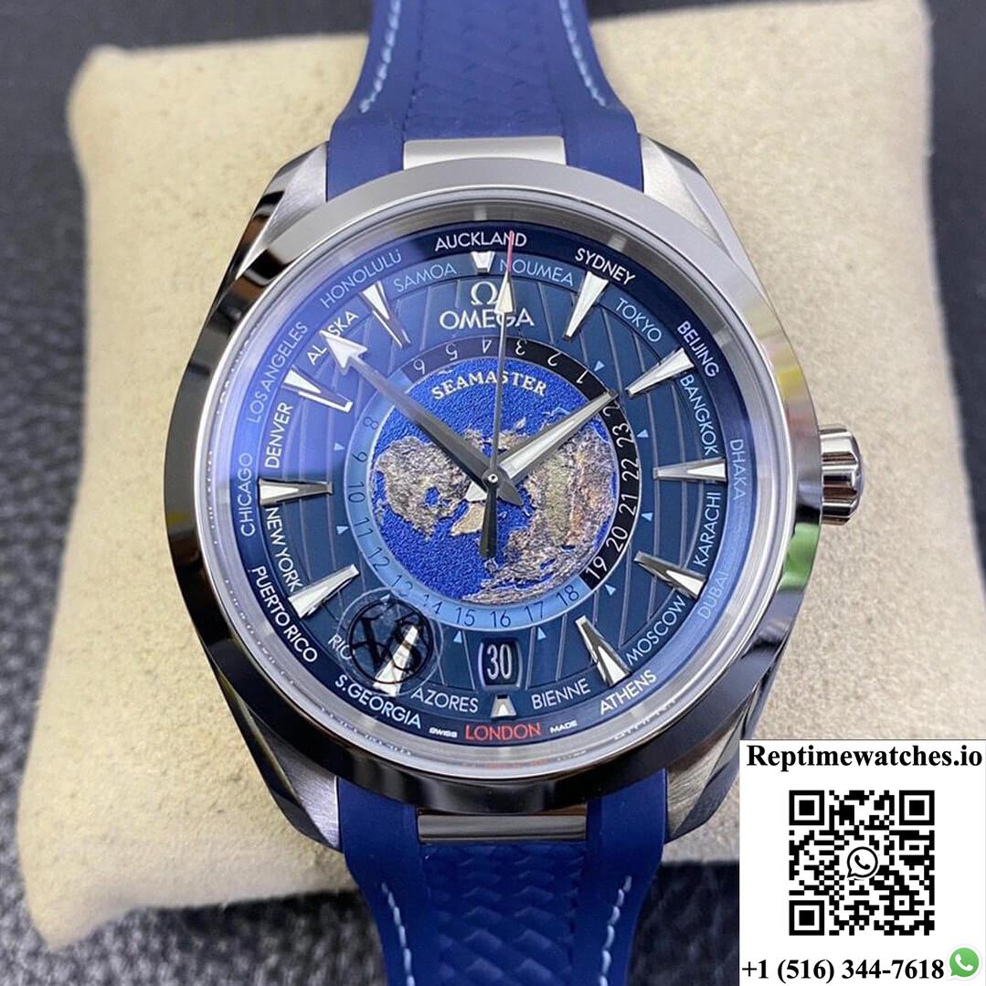 Omega Seamaster Aqua Terra Gmt Worldtimer 220.12.43.22.03.001 Vs Factory Blue Dial-Rep Time Watches