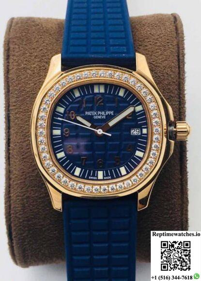 Patek Philippe Aquanaut 5067A Quartz Movement Ppf Factory Rose Gold Blue Dial-Rep Time Watches