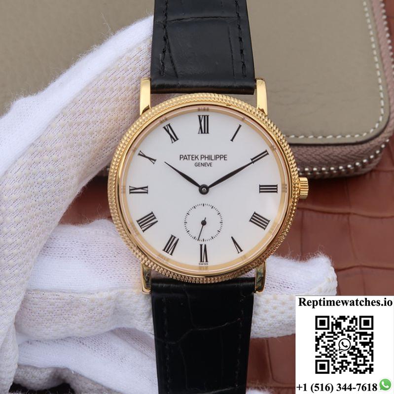 Patek Philippe Calatrava 5119G-002 Rose Gold White Dial-Rep Time Watches