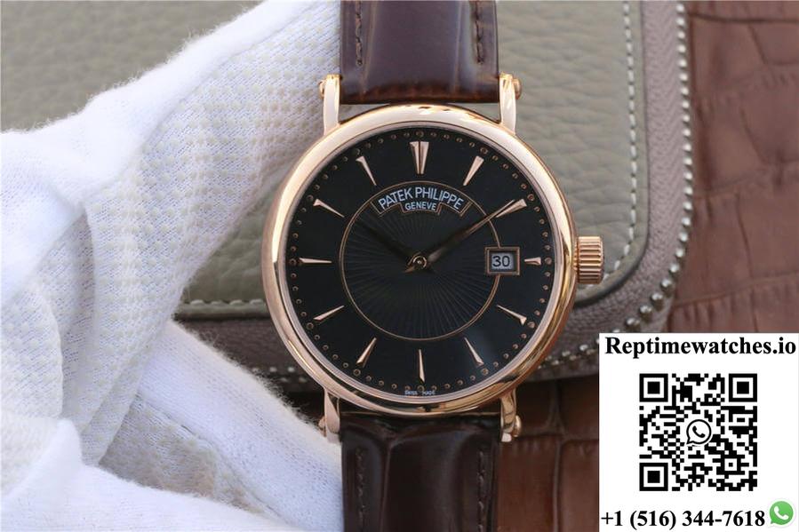 Patek Philippe Calatrava Zf Factory Rose Gold Black Dial-Rep Time Watches