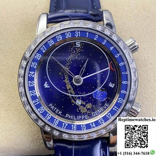 Patek Philippe Grand Complications 6104G-001 Ai Factory Sky Moon Diamond Bezel-Rep Time Watches