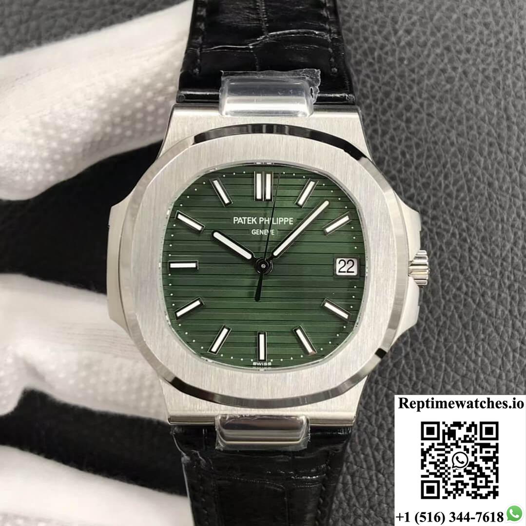 Patek Philippe Nautilus 5711/1A-014 3K Factory Olive Green Dial-Rep Time Watches