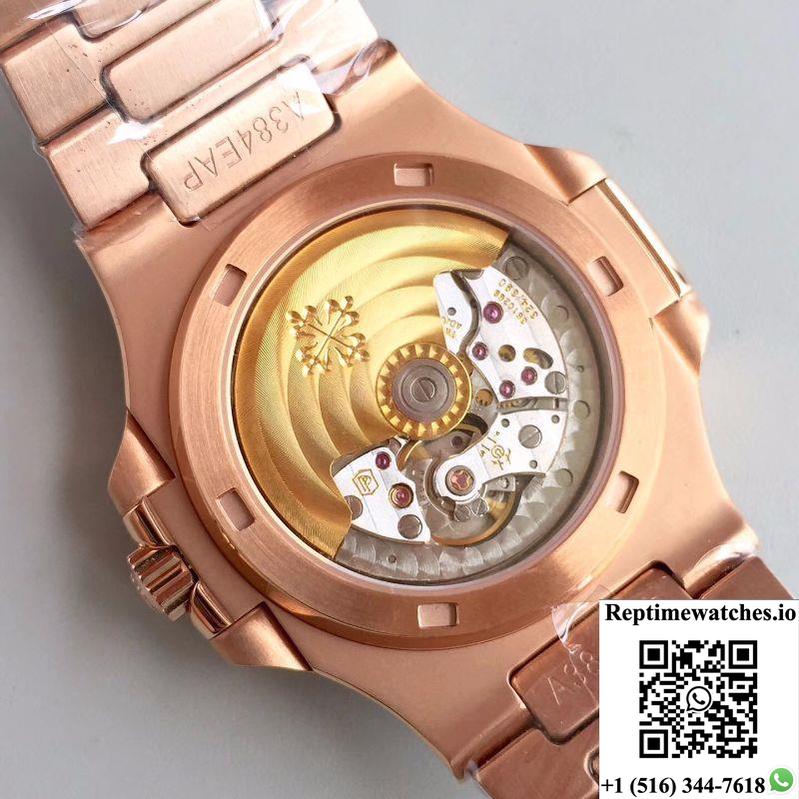 Patek Philippe Nautilus Jumbo 5719/10G-010 Rose Gold Full Diamond Dial-Rep Time Watches
