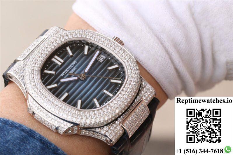 Patek Philippe Nautilus Jumbo 5719/1G-001 Km Factory Blue Dial-Rep Time Watches