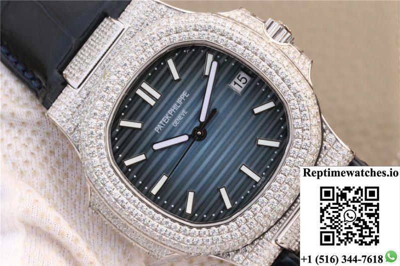 Patek Philippe Nautilus Jumbo 5719/1G-001 Km Factory Blue Dial-Rep Time Watches