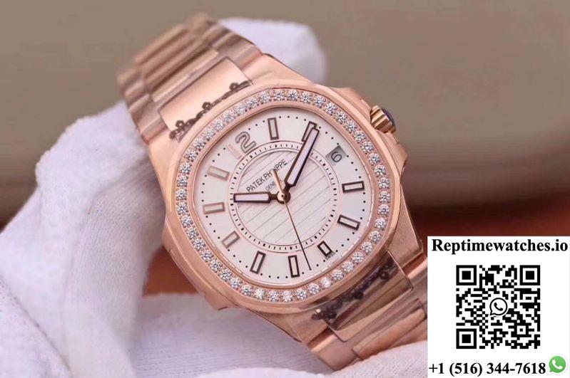Patek Philippe Nautilus Ladies 7010/1R-011 Silver Dial-Rep Time Watches
