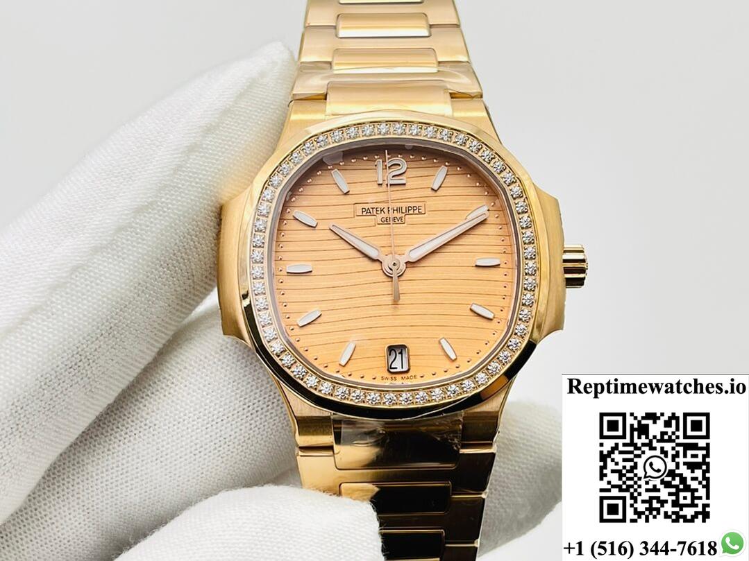 Patek Philippe Nautilus Ladies 7118/1200R-010 3K Factory Gold Dial-Rep Time Watches