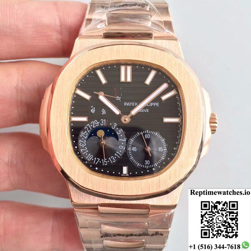 Patek Philippe Nautilus Moonphase 5712R-001 Black Dial-Rep Time Watches