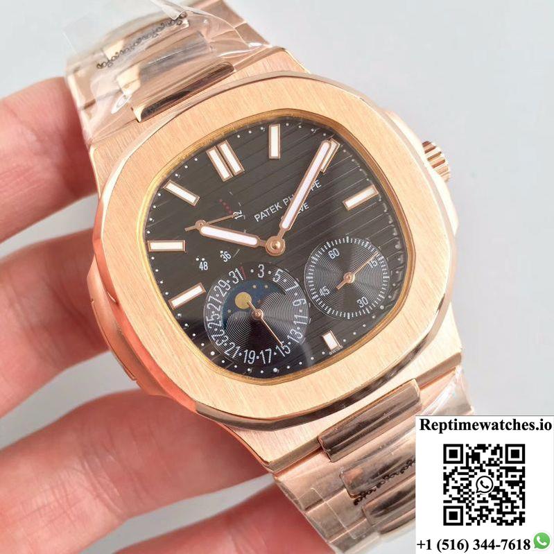 Patek Philippe Nautilus Moonphase 5712R-001 Black Dial-Rep Time Watches
