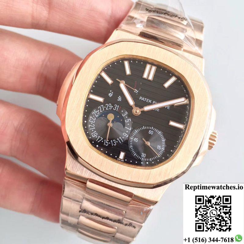 Patek Philippe Nautilus Moonphase 5712R-001 Black Dial-Rep Time Watches
