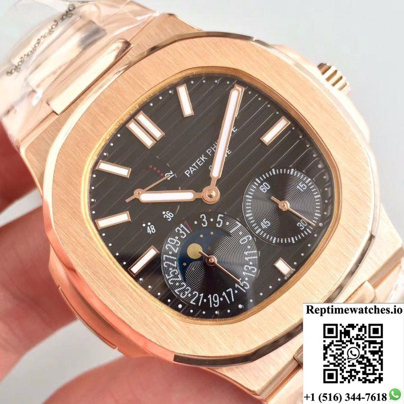 Patek Philippe Nautilus Moonphase 5712R-001 Black Dial-Rep Time Watches