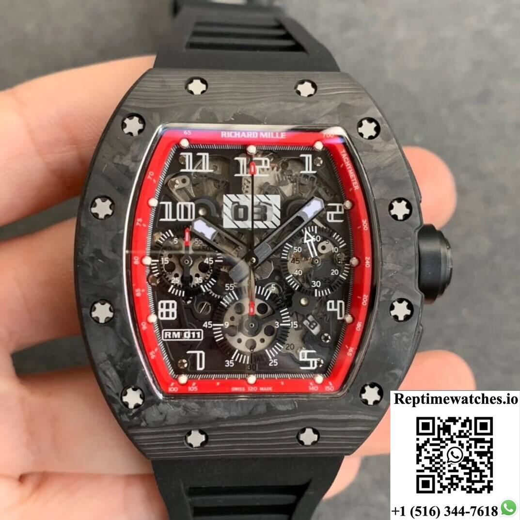 Richard Mille Rm011 Kv Factory Carbon Fiber Skeleton Dial-Rep Time Watches