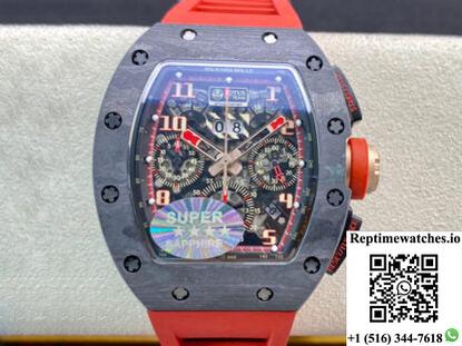 Richard Mille Rm011 Kv Factory V3 Red Rubber Strap-Rep Time Watches