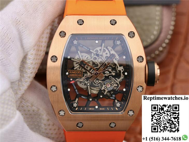 Richard Mille Rm035 Americas Kv Factory Rose Gold Orange Strap-Rep Time Watches