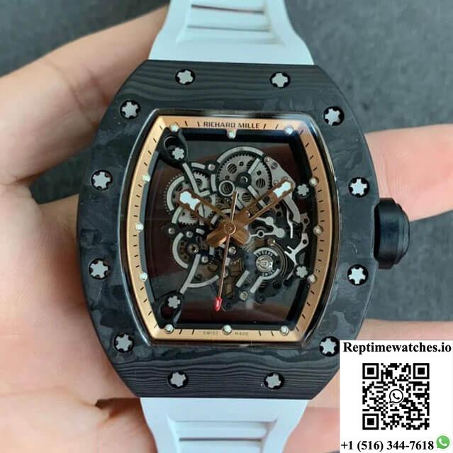 Richard Mille Rm055 Kv Factory V2 Carbon Fiber Skeleton Dial-Rep Time Watches