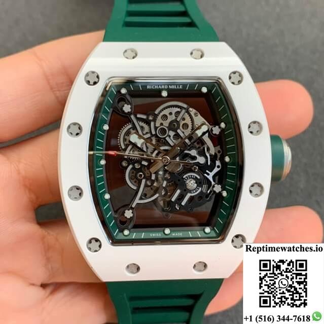 Richard Mille Rm055 Kv Factory V2 Green Rubber Strap-Rep Time Watches
