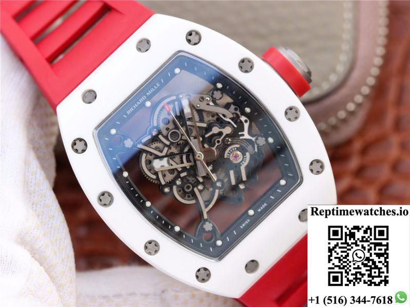 Richard Mille Rm055 Red Strap Kv Factory Skeleton Dial-Rep Time Watches