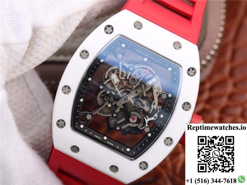 Richard Mille Rm055 Red Strap Kv Factory Skeleton Dial-Rep Time Watches
