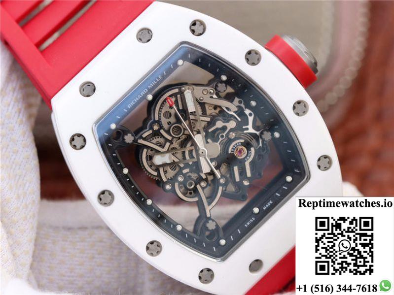 Richard Mille Rm055 Red Strap Kv Factory Skeleton Dial-Rep Time Watches