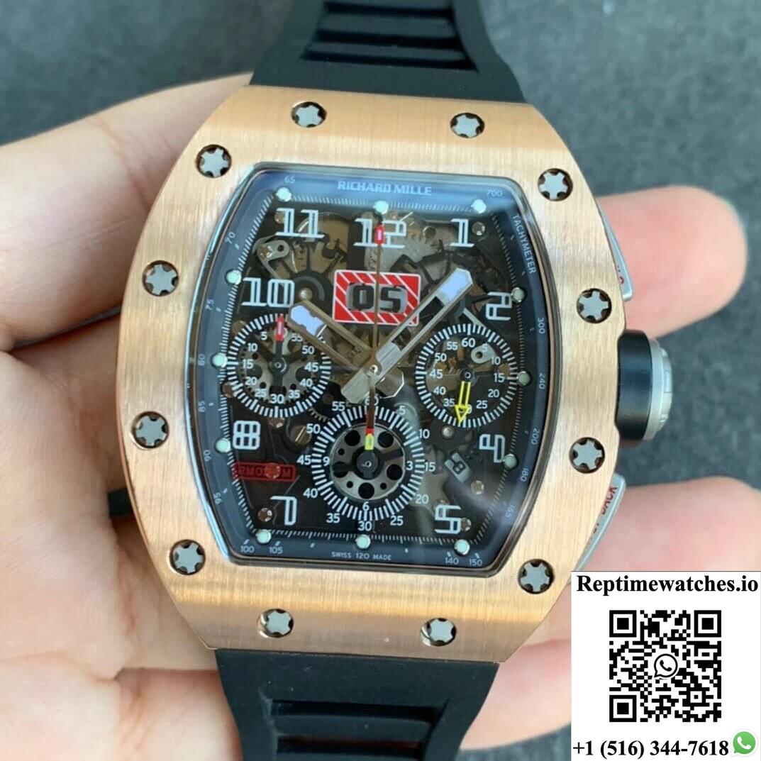 Richard Mille Rm11 Kv Factory Rose Gold Skeleton Dial-Rep Time Watches