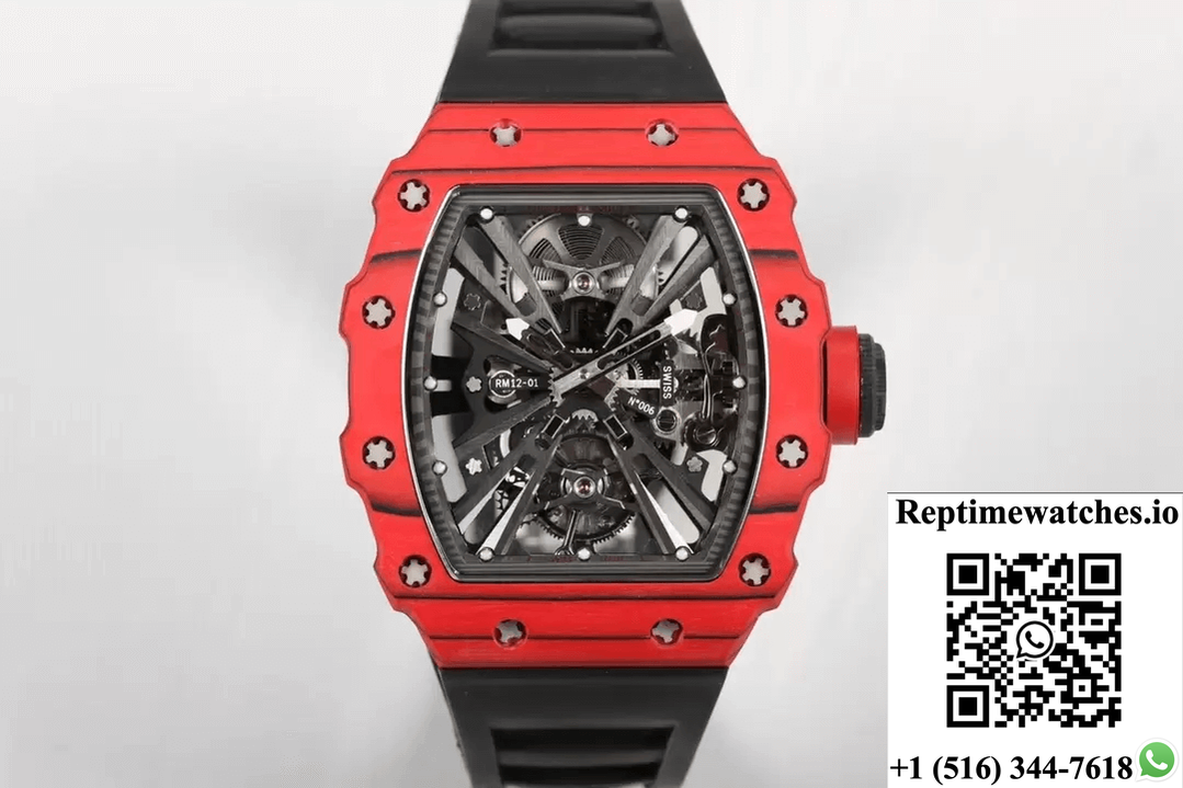 Richard Mille Rm12-01 Tourbillon Rm Factory Red Case Black Rubber Strap-Rep Time Watches
