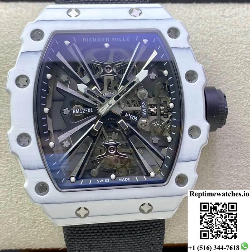 Richard Mille Rm12-01 Tourbillon Rm Factory White Carbon Fiber Case-Rep Time Watches