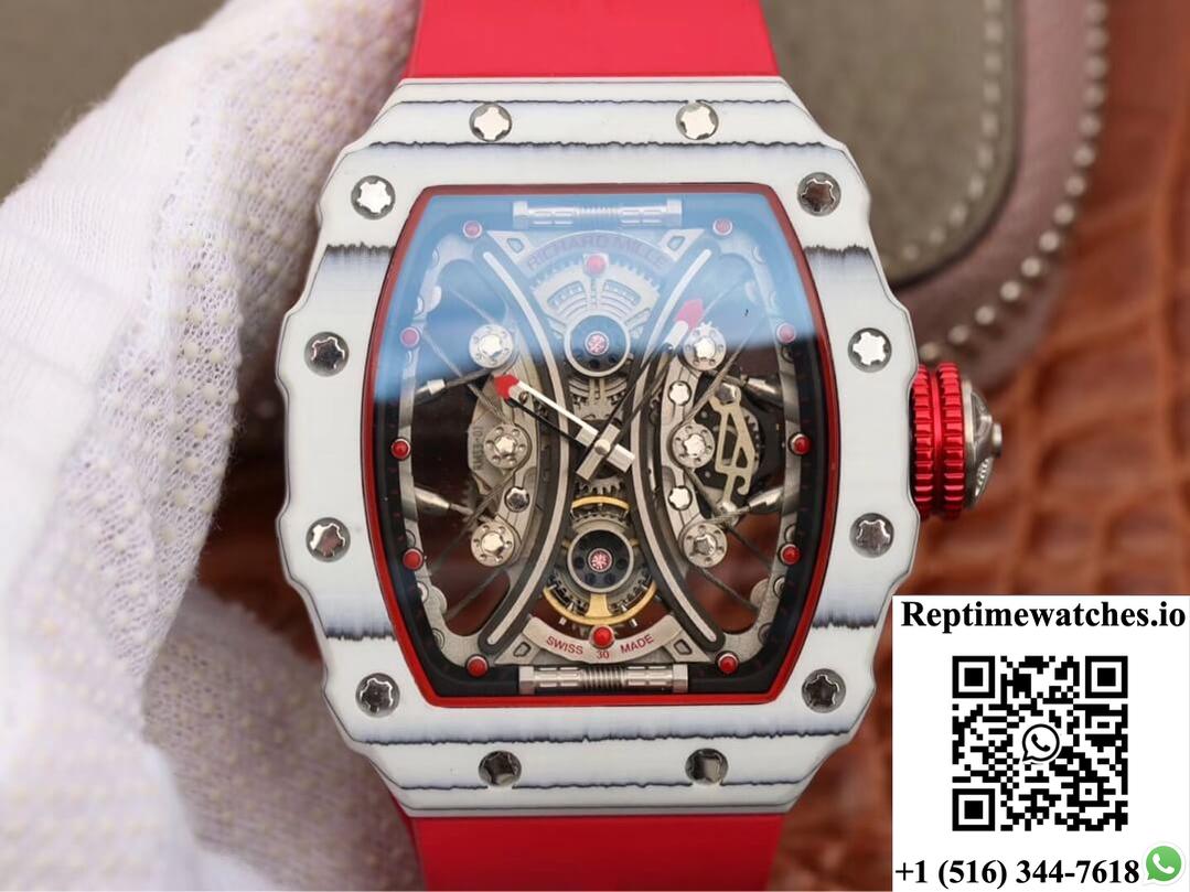 Richard Mille Rm53-01 Kv Factory White Tpt Carbon Fiber Red Strap-Rep Time Watches